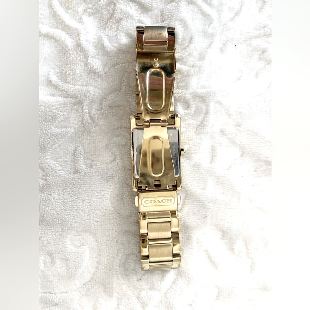 Coach EUC Lexington White Dial Ladies SS Gold Tone Watch w/Crystals & MoP Inlay - Picture 7 of 10